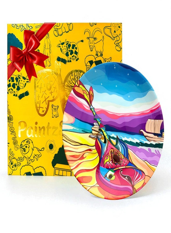 PAINTZSTORIES طبق جداري مزخرف من PAINTZSTORIES لتزيين المنزل | طبق فني جداري من السيراميك | قطع ديكور جدارية لغرفة المعيشة وغرفة النوم | عمل فني يدوي بألحان متناغمة | هدية للمنزل | 10 بوصة - Image 1